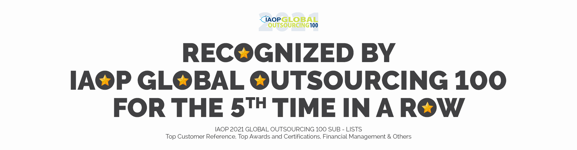 Recognized by IAOP Global Outsourcing 100 for the 5th time in a row